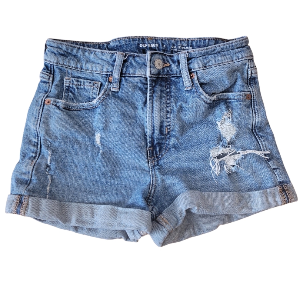 Old Navy OG Straight Distressed Denim Jean Shorts Size 2